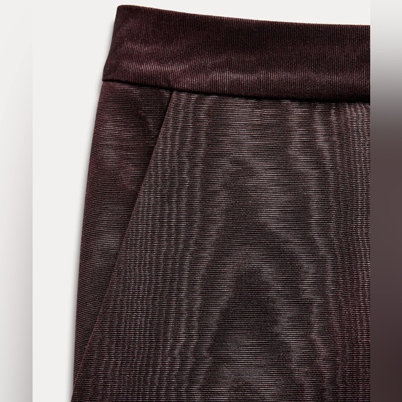 ZARA Textured Straight Statement Leg Pants Burgundy Brown Medium - Picture 7 of 14